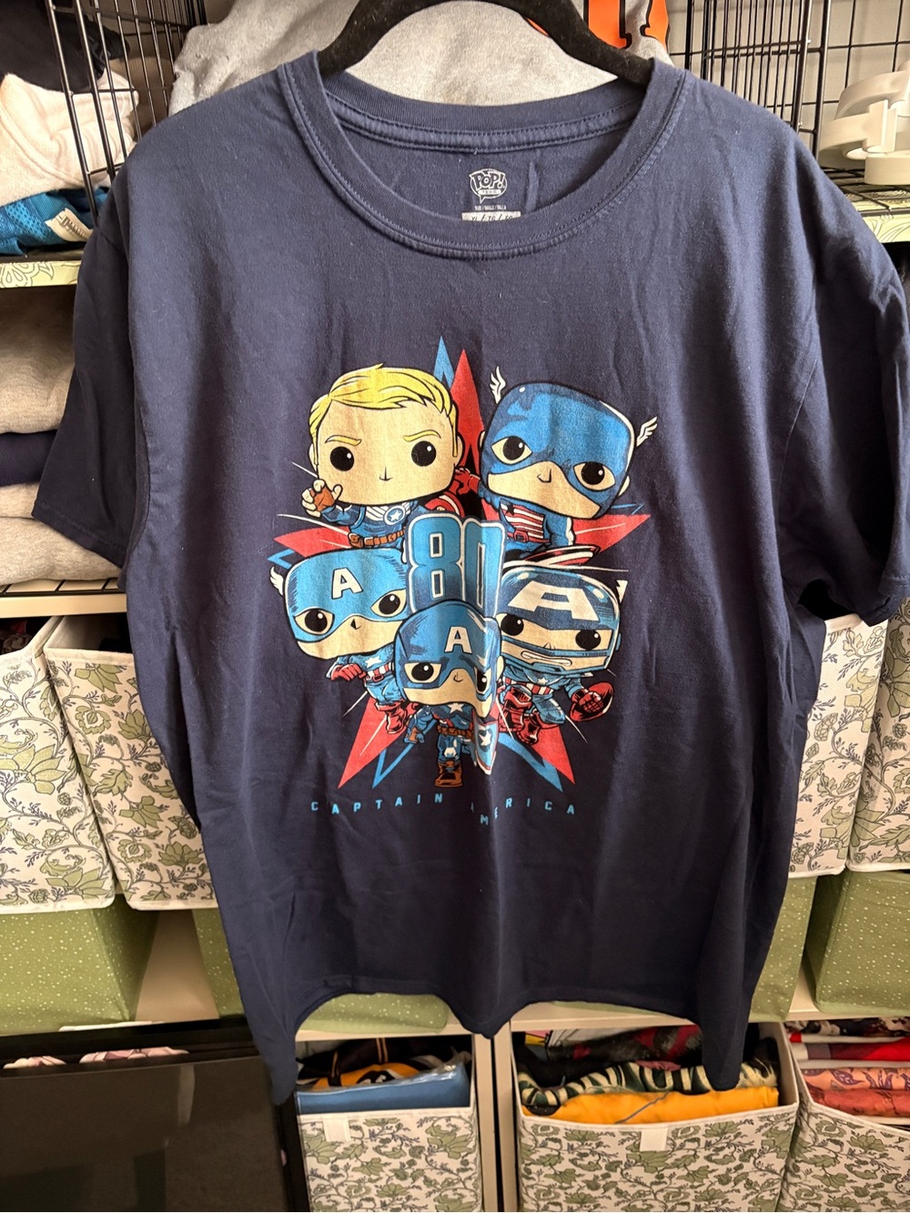 Funko Navy Blue Captain America Pop! Graphic Tee with Red & Light Blue Accents